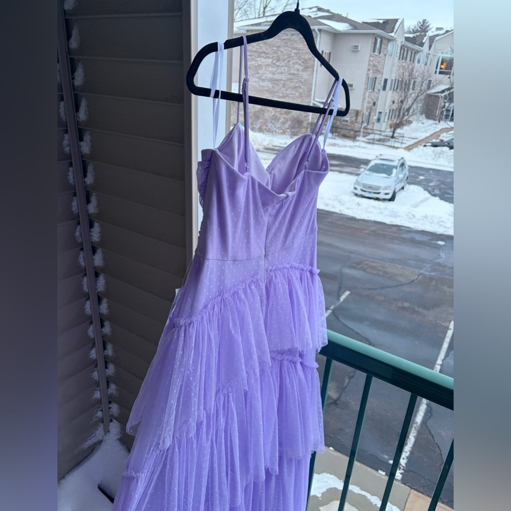 🆕 NEXT/UP Lavender Swiss Dot Tiered Tulle Maxi Dress Size 11/12 Prom Formal Gown - Picture 6 of 16